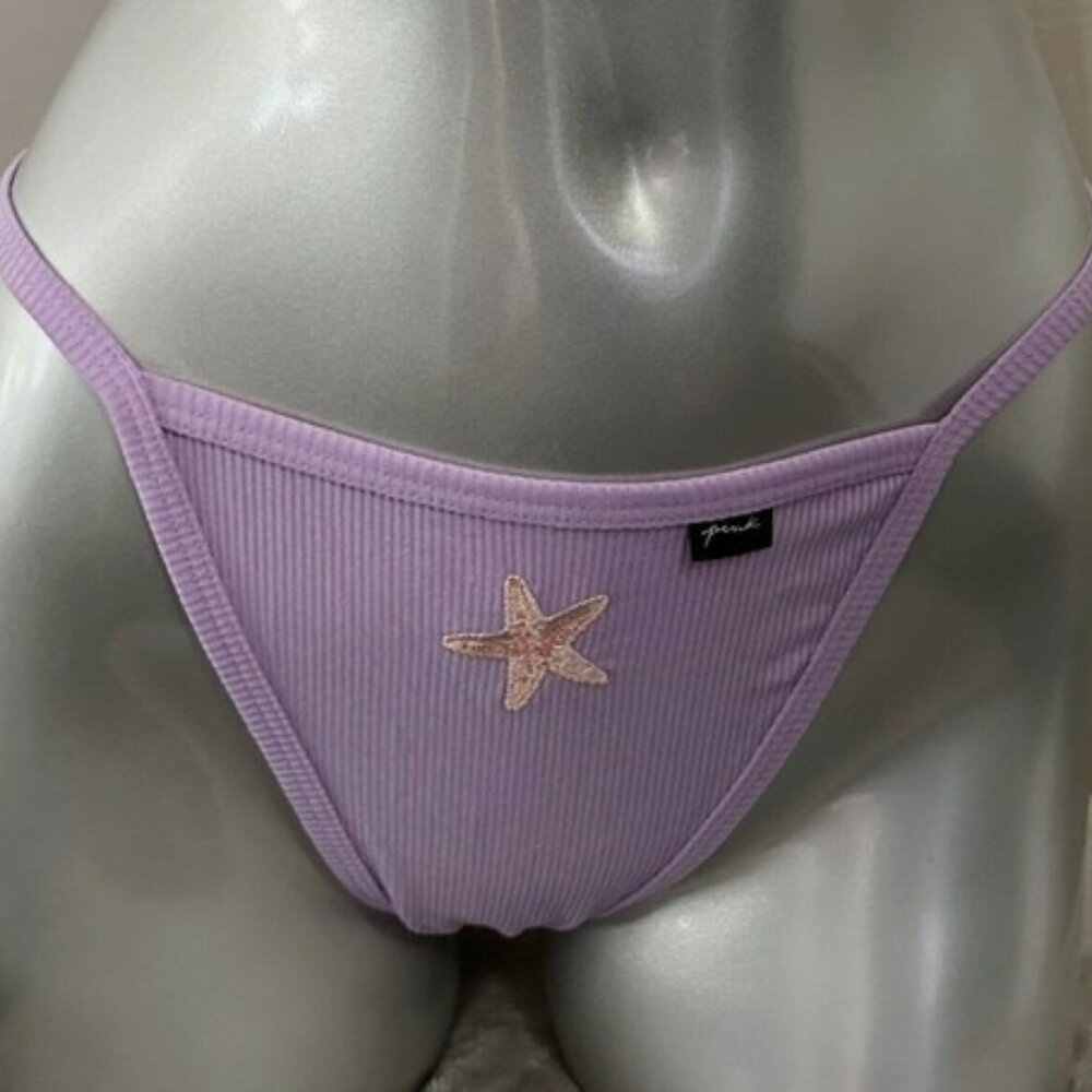 PINK by Victoria Secret High Leg Cotton Rib String Bikini Panty